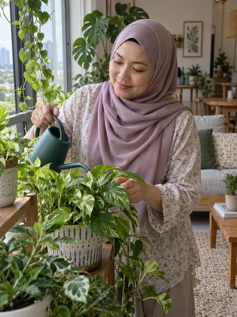 Aktiviti penjagaan tanaman di rumah