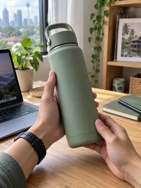 Demonstrasi botol air tanpa jenama